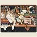 Kitchen & Housewares : Literary Library Cats Small Tempered Glass Cutting Board 8" by10"