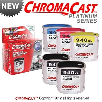 New Chromacast Platinum Series 940XL Ink Cartridge 5-Pack - 2-Black, 1-Cyan, 1-Magenta, & 1-Yellow (Compatible for HP 940 & HP 940XL