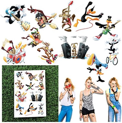 Sticks and Lemons - Looney Tunes Wild A Complete Pack - Removable Temporary Tattoos (Pack of 3 Sheets) and Popular Looney Tunes Temporary Fake Tattoo Sheet - Long Lasting and Waterproof