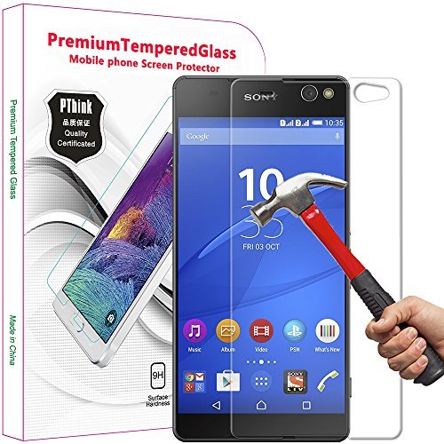 Xperia C5 Ultra Screen Protector, PThink® Premium Tempered Glass Screen Protector for Sony Xperia C5 Ultra with 9H Hardness/Anti-scratch/Shatterproof/Fingerprint resistant (Sony Xperia C5 Ultra)