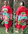 Caftan - Batik Full Size Individually Hand Painted Hawaiian Aloha Floral Caftan/Kaftan Swimsuit Cover-Up in XL & 2X Only