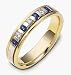 14 Karat Two-Tone Gold Designer Diamond & Sapphire Band Ring