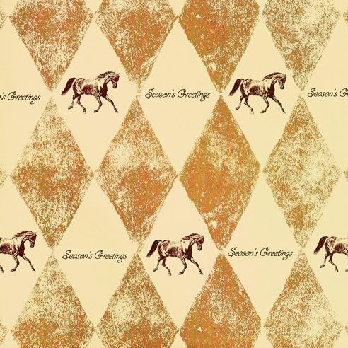 Holiday "Harlequin Horses" Gift Wrap - Gold