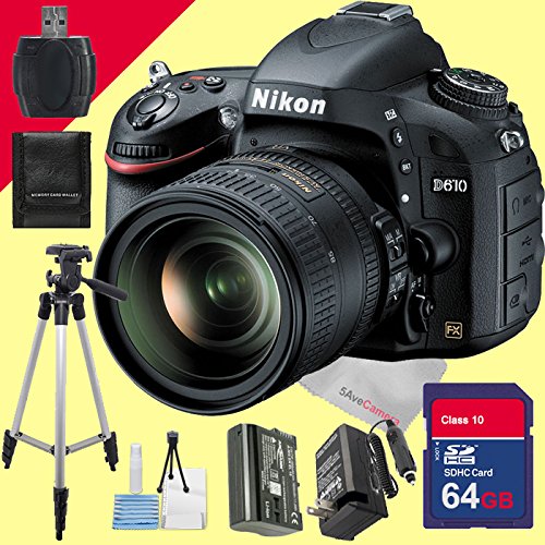 Nikon D610 24.3 Mp Cmos Fx-format Digital SLR Camera with 24-85mm F/3.5-4.5g Ed Vr Auto Focus-s Nikkor Lens and 64gb Ultra Deluxe Package