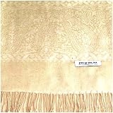 Dark Cream Karakoram Design 100% Pashmina Shawl Scarf Wrap Stole Throw