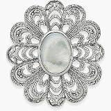 Sterling Silver Flower Style Pearl Brooch