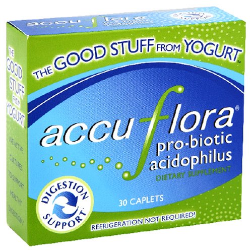 Accu Flora Probiotic Acidophilus, 30 Caplets (Pack of 4) by Digestive Enzyme