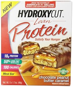 Hydroxycut Lean Protein Bars, Chocolate Peanut Butter Caramel, 5 Count, 1.7oz Bars