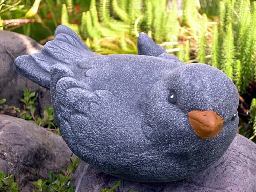 Steinfigur Tierfigur Amsel groß schiefergrau