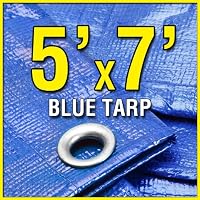 5' X 7' Blue Multi-Purpose 6-mil Waterproof Poly Tarp Boat Cover 5x7 Tarpaulin for Camping Tent Shelter Shade from Grizzly Tarps