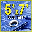 5' X 7' Blue Multi-Purpose 6-mil Waterproof Poly Tarp Boat Cover 5x7 Tarpaulin for Camping Tent Shelter Shade