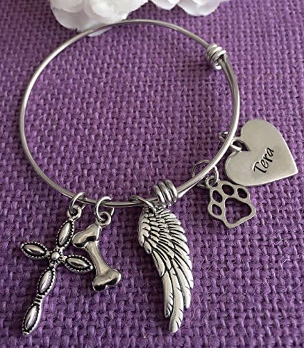 Personalized Pet Memorial Jewelry, Dog Memorial Bracelet, Hand stamped, Dog Loss bracelet, Sympathy Gift