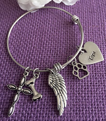 Personalized Pet Memorial Jewelry, Dog Memorial Bracelet, Hand stamped, Dog Loss bracelet, Sympathy Gift