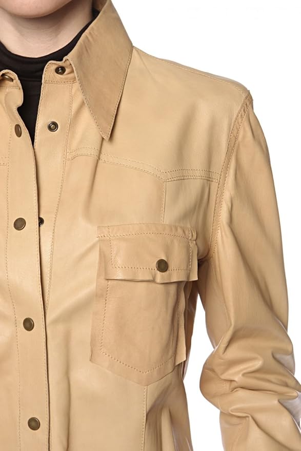 Foreight Company Leather Shirt ANILINA, Color: Beige, Size: 38 at ... Foreight Company Leather Shirt ANILINA, Color: Beige, Size: 38 at ...