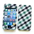 Apple iPhone 4 & 4S Snap-on Protector Hard Case Texturized "Green Plaid" Design
