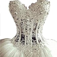 Sexy Strapless  Tulle  Lace-Up Beaded  Ball Gown Evening Dress/Prom Dress/Party Dress/Wedding Dress  With Pearls