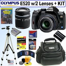 Olympus Evolt E520 10MP Digital SLR Camera with 14-42mm f/3.5-5.6 and 40-150mm f/4.0-5.6 ED Zuiko Lenses + 8GB Deluxe Accessory Kit