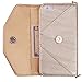 iPhone 6 6s Plus Wallet Case, True Color© Premium Leatherette Wristlet Clutch Folio Tri-Fold Wallet Purse Case Cover with Removable Wrist Strap for iPhone 6 6s Plus (5.5”) - Gold
