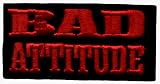 BAD ATTITUDE - Red on Black - Embroidered Iron On or Sew On Patch