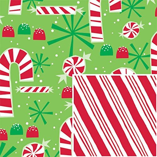 Contempo Canes Reversible Christmas Wrapping Paper - 16 sq. feet
