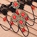 Yazilind Jewelry Design Black Lace Retro Metal Red Collar Necklace Wedding Party for Women
