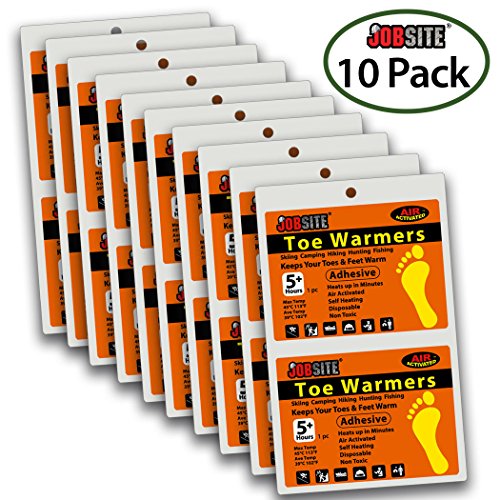 JobSite Comfort Toe Warmers - Quick Long-lasting Heat - Great for Sporting Events & Winter Activities - 20 On-Demand Adhesive Heat Pads (10 Pairs)