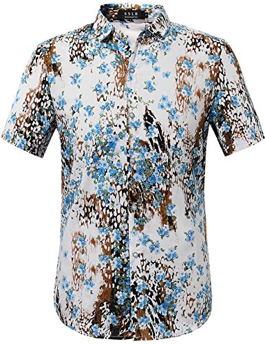 SSLR Men's Summer Casual Printing Short Sleeve Shirt