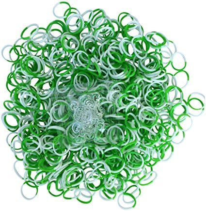 Tie Dye Loom Bands - 600 Beautiful Green White Tie Dye Rainbow Colored Loom Refill Pack - Includes 24 Clips - Make Dozens Of Unique Rubber Band Bracelets!