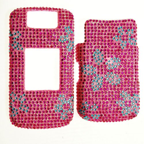 Blackberry 8220 8230 Pearl Flip Flower Full Diamond Bling Snap on Hard Case Cover Faceplate Shield Protector + 2 Bio Degradable Screen Wipes