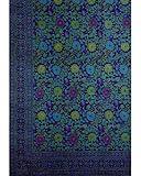Sunflower On Purple and Turquoise Indian Bedspread, Twin Size