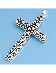 Sterling Silver Artistic Italian Cross Pendant Unique Christian Charm 925 30mm (Pendant ONLY)