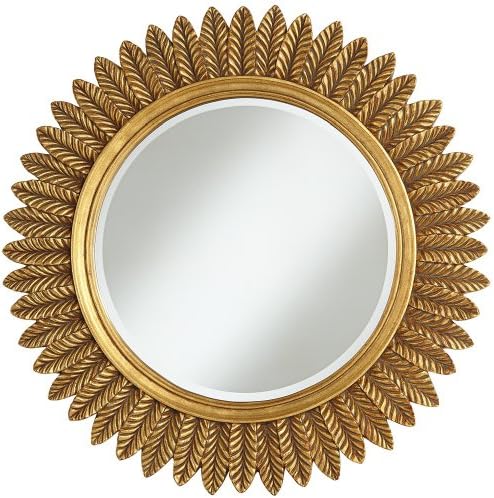 Caesar Antique Gold Leaves 32" Round Mirror
