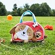[Dog Loves Bone] Embroidered Applique Kids Mini Handbag / Cosmetic Bag / Travel Wallet (7.1*4.3*2)