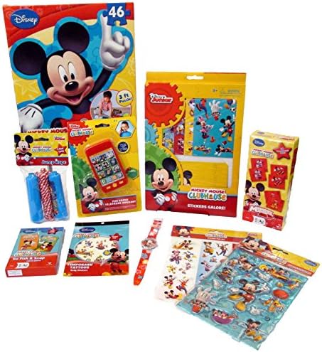 Disney Mickey Mouse 10 Piece Birthday or Get Well Gift Set with Games, Toys, Stickers for Boys and Girls Ages 3-8