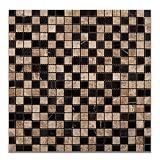 Emperador Light (Cedar) & Negro Marquina (Black) Marble 5/8 X 5/8 Polished Calabria Mixed Mosaic Tile - Box of 5 Sheets