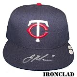 Joe Mauer Autographed Home Minnesota Twins Cap w/ "#7" Insc. - Autographed MLB Helmets and Hats