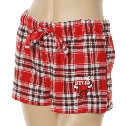 Chicago Bulls Ladies Red-Black Plaid Harmony Pajama Shorts (X-Large)