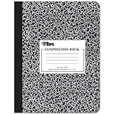 TOPS Composition Book, Quad Ruled, 4 Squares/Inch, 9.75 x 7.5-Inches, 80 Sheets, Black/White, Box of 12 Books (63786)
