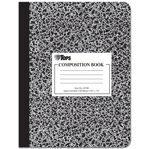 TOPS Composition Book, Quad Ruled, 4 Squares/Inch, 9.75 x 7.5-Inches, 80 Sheets, Black/White, Box of 12 Books (63786) TOPS Composition Book, Quad Ruled, 4 Squares/Inch, 9.75 x 7.5-Inches, 80 Sheets, Black/White, Box of 12 Books (63786)