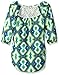 My Michelle Big Girls' Printed High-Low Peasant Top with Crochet Detail