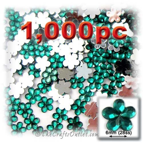 1000pc Rhinestones Mini Flower 6mm flatback Emerald Green EGR