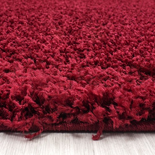 Hochflor Shaggy Teppiche OEKO-TEX Langflor Carpet kuschelig einfarbig 30 mm 1500, Maße:60×110 cm;Farbe:Rot - 3