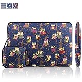 Kamor&reg; 13 13.3 13.3'' 14 inch Apple MacBook Air MacBook Pro Canvas Fabric Laptop Sleeve with Macbook Charger Case Bohemian Style Animal World (Owl Blue) Protective Carrying Sleeve Bag Case Cover Shell - Ultra portable Laptop Case Bag / Notebook Computer Case / Briefcase Carrying Bag / Ultrabook Case / Netbook Bag Sleeve / Pouch Bag Cover / Skin Cover with 3.0 mm thickness, suitable for Apple MacBook Air / Apple Macbook Pro, especially for Teens / Men / Women / Ladies / Girls design (Owl Blue&Brown)
