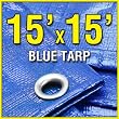 15' X 15' Blue 6-mil Waterproof Poly Tarp Boat Cover 15x15 Tarpaulin for Camping Tent Shelter Shade