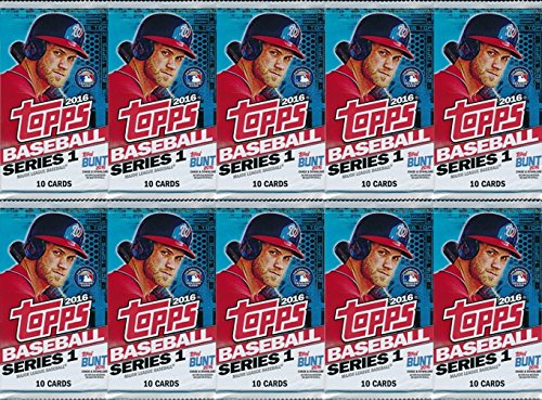 2016-Topps-Series-1-MLB-Baseball-EXCLUSIVE-Factory-Sealed-Retail-Box-with-10-Packs-101-Cards-including-VERY-SPECIAL-MLB-DEBUT-Commemorative-Medallion-Card-Loaded-with-Cool-Inserts-New-RC-Cards