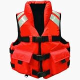 MUSTANG HIGH COLLAR SAR VEST W/ SOLAS TAPE S OR MODEL # MV5600-S-OR