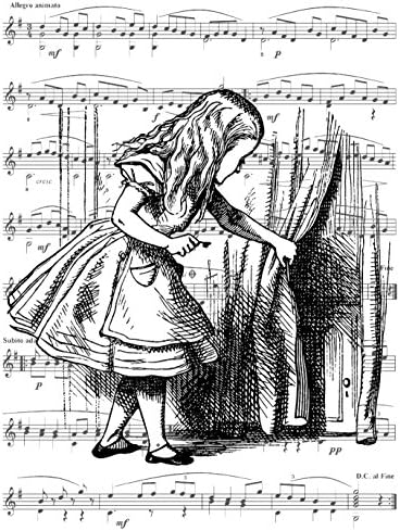 Alice in Wonderland Decor, Peeking Behind the Door Giclee Print 8x10 Wapm810