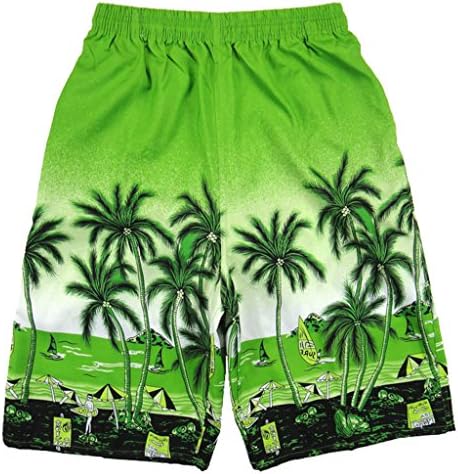 BLLstar Men's Hybrid Boardshorts Coconut Tree Printing - Isla Palms Grass Green XXXL