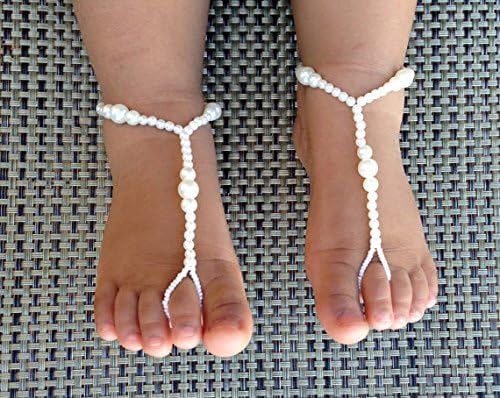 Pearl Baby Barefoot Sandals,Flower Girl Barefoot Sandals,Christening Sandals,Baby Shower Gift,Kids Barefoot Sandalsot Shoes,Bridal Barefoot Sandals,Footless Sandals