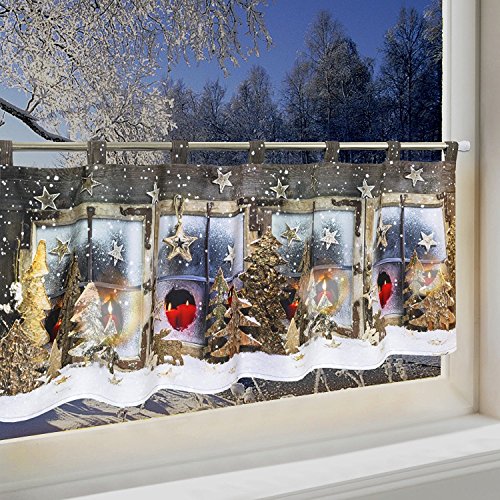Kaufen Led Scheibengardine Winterlandschaft Fur Kuche Und Kinderzimmer Beleuchtete Bistrogardine 45x120 Cm Moderne Und Transparente Gardine Zu Weihnachten